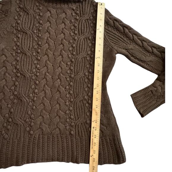 Vintage Banana Republic Brown Cable Knit Turtleneck Sweater Made in Hong Kong M - Picture 10 of 10